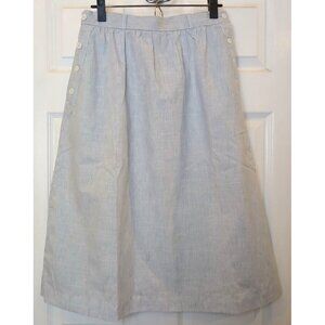 CG Separates Blue White Skirt Striped Midi Sz 13/14 Cotton Blend Button VTG #B-2